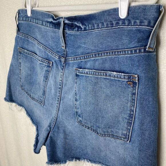 Madewell The Perfect Jean Short Frayed Hem Shorts High Rise Denim Blue Size 32 - Picture 9 of 11